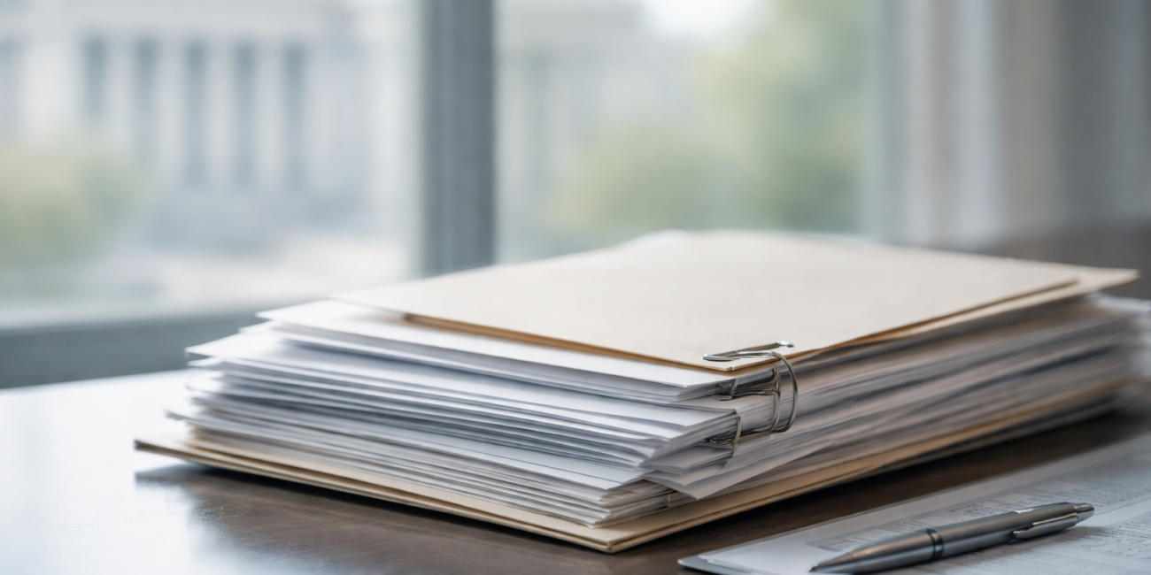 Stacked documents for H-1B registration legal update